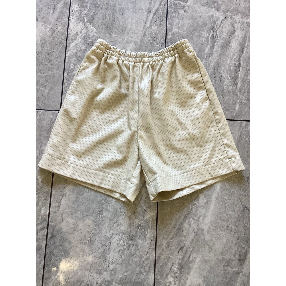 Avec Les Filles Cream Perforated Faux Leather Shorts High Waist S